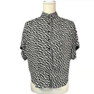 Rachel Zoe Geometric Monochrome Patterned Shirt Women’s Small Size